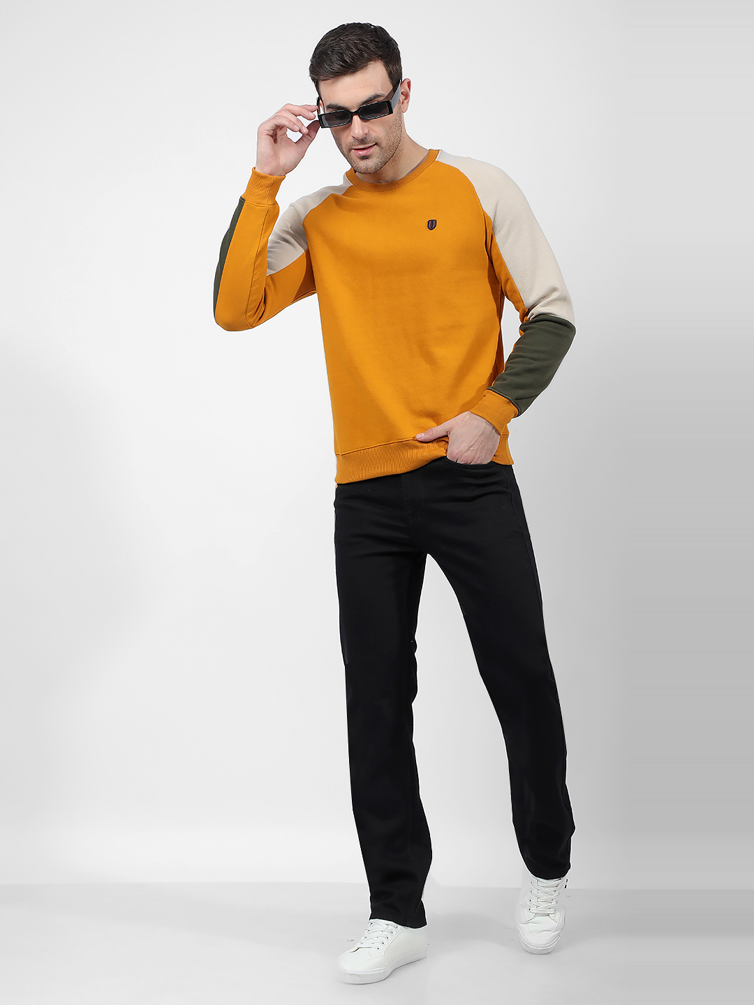 Numero Uno Men Orange Crew Neck Regular Fit Sweatshirt